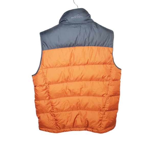 Eddie Bauer Goose Down Puffer Vest Mens Medium Orange Cabincore - Picture 2 of 3